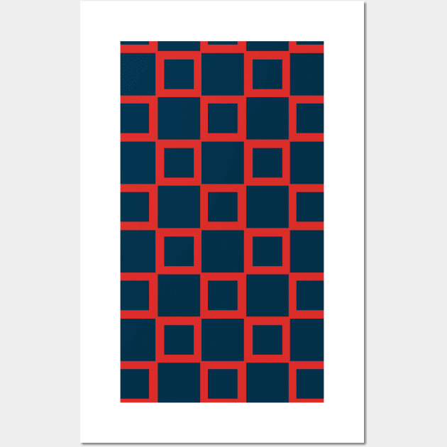 Red and Blue Square Blocks Seamless Pattern 010#002 Wall Art by jeeneecraftz